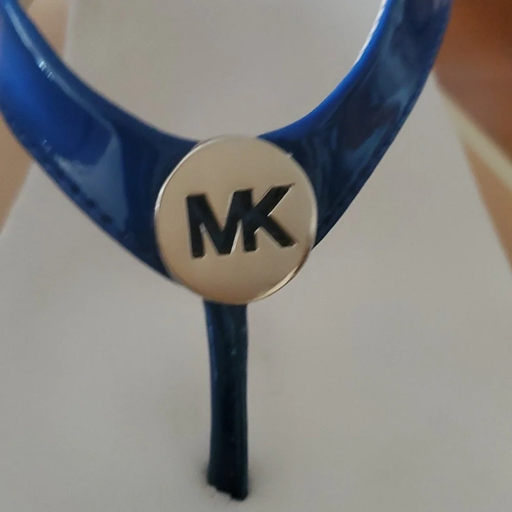 MICHAEL Michael Kors Cobalt Judy Wedge Thong Sandal Size 7.5 - Picture 4 of 12